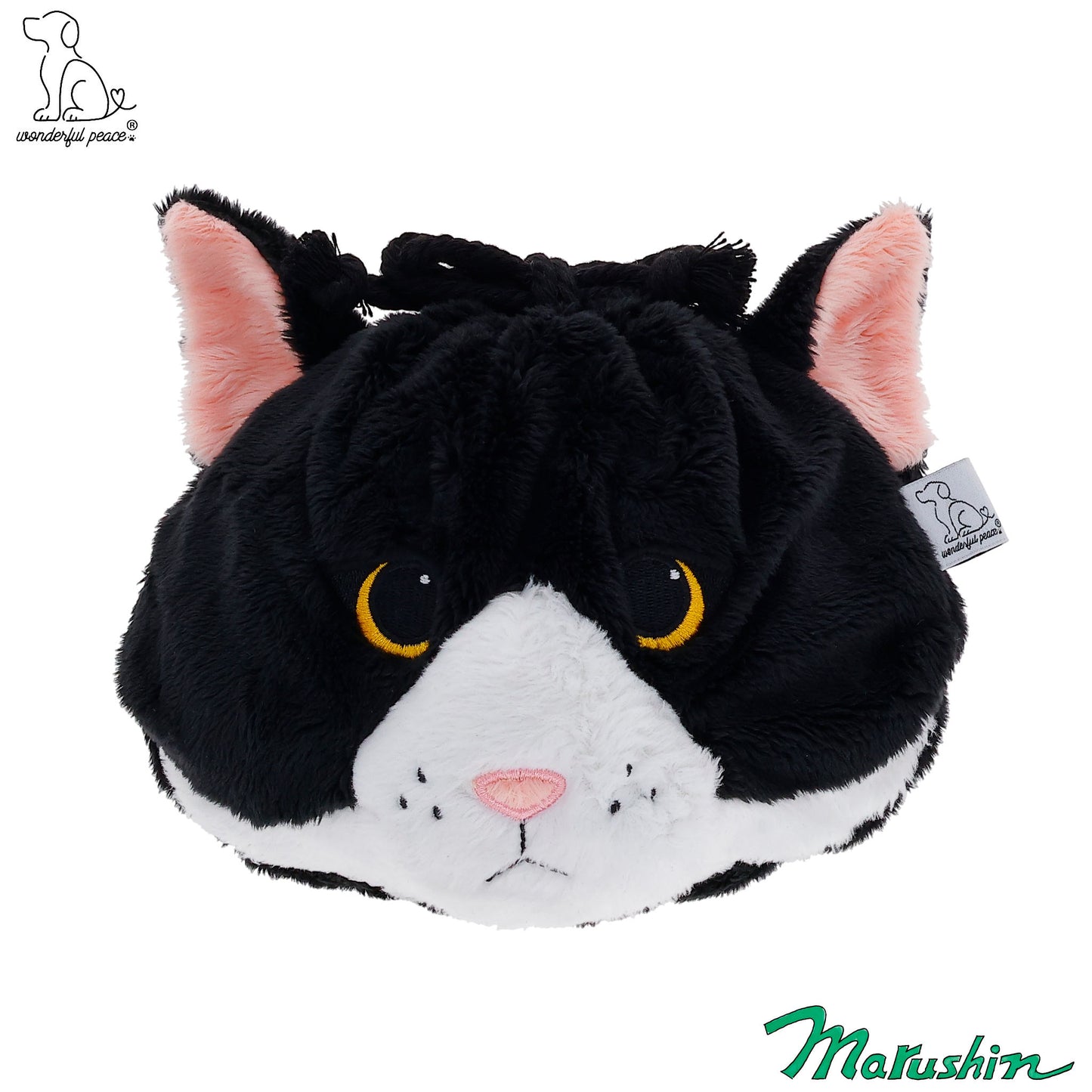 Sac écologique à suspendre avec motif chat noir et blanc et motif Wonderful Peace