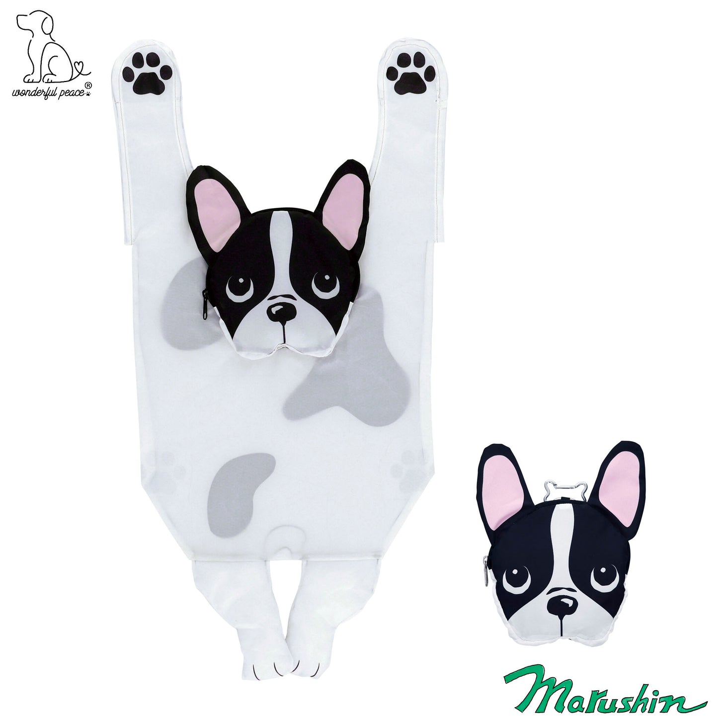 Sac écologique à suspendre Wonderful Peace, motif bouledogue français