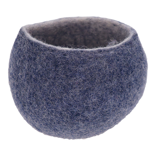 Nepal felt miscellaneous goods round small basket gray