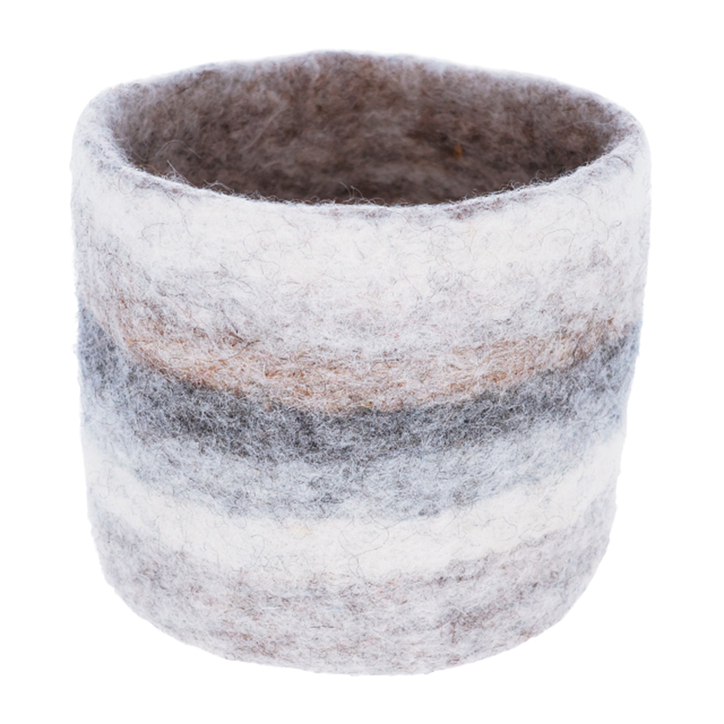 Nepal felt miscellaneous goods cylinder small basket gray border