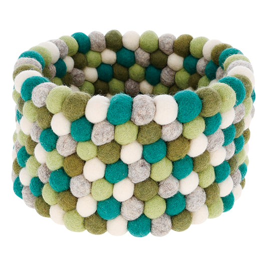 Nepal felt miscellaneous goods Pocopoco small basket green