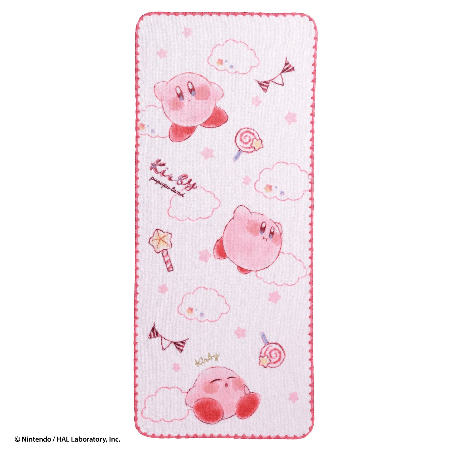 Kirby Cotton Candy Clouds and Kirby face towel