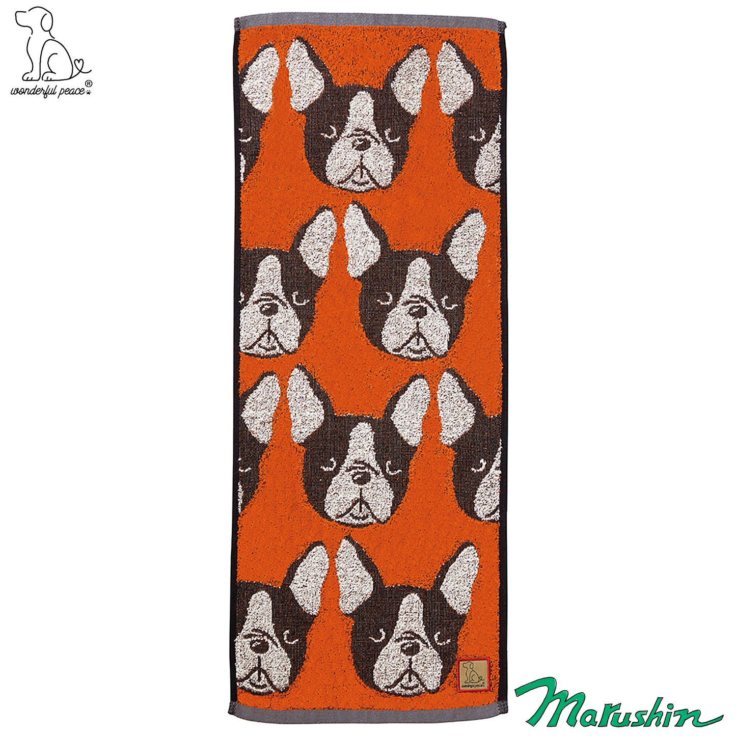 Wunderbares dünnes Handtuch mit französischen Bulldoggenmotiv, Motiv Peace Love Eyes