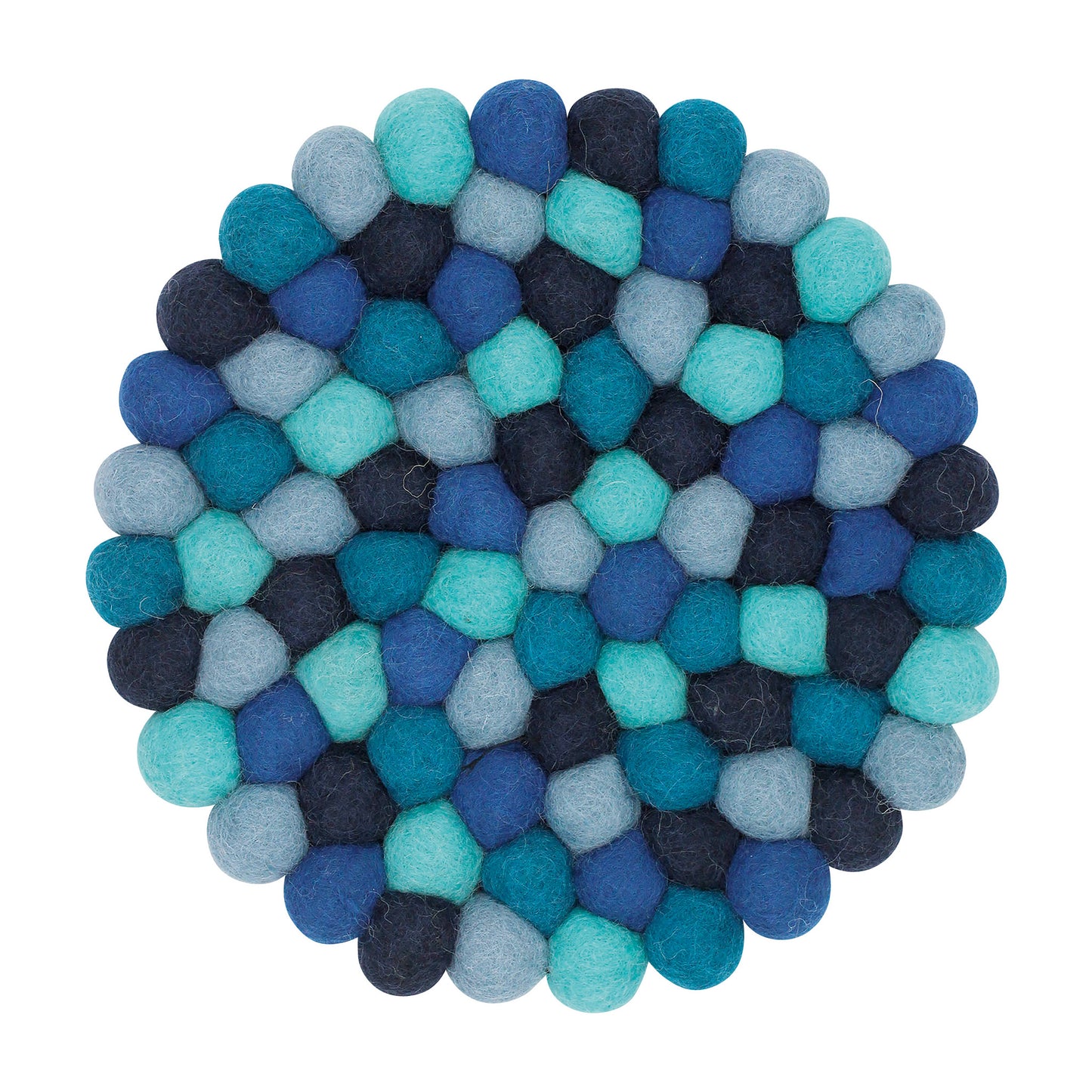 Nepal felt miscellaneous goods Pokopoko round Trivet blue