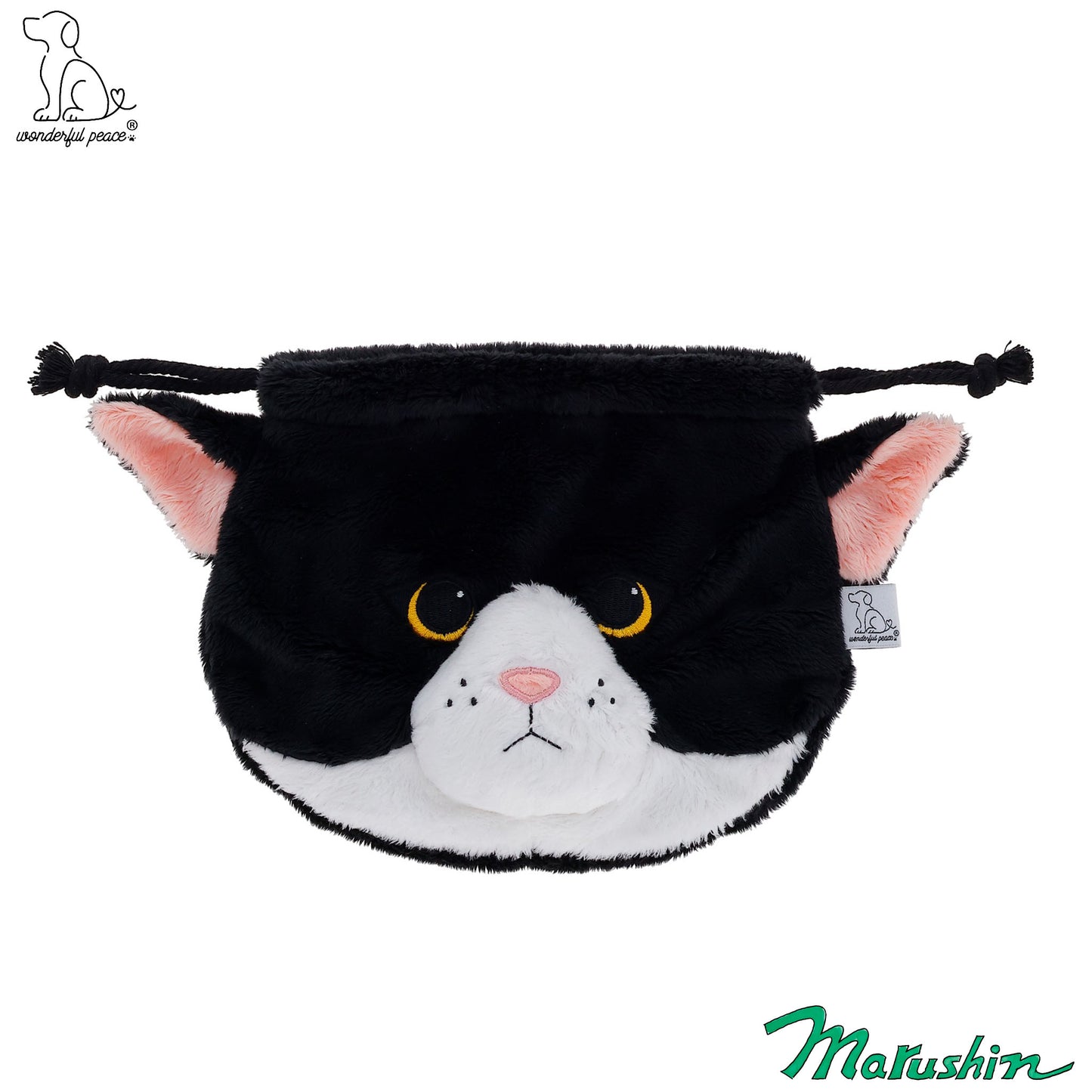 Sac écologique à suspendre avec motif chat noir et blanc et motif Wonderful Peace