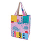 Sac fourre-tout vertical réutilisable en patchwork de produits divers recyclés au Cambodge