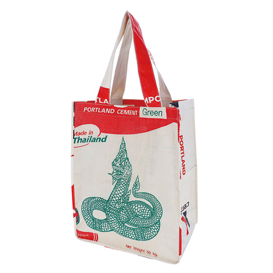 Sac fourre-tout vertical réutilisable en serpent recyclé au Cambodge