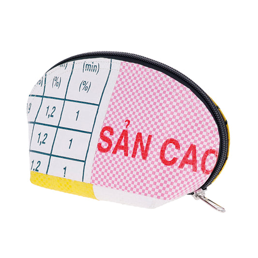 Produits divers recyclés au Cambodge, patchwork de nourriture pour poissons, pochette réutilisable