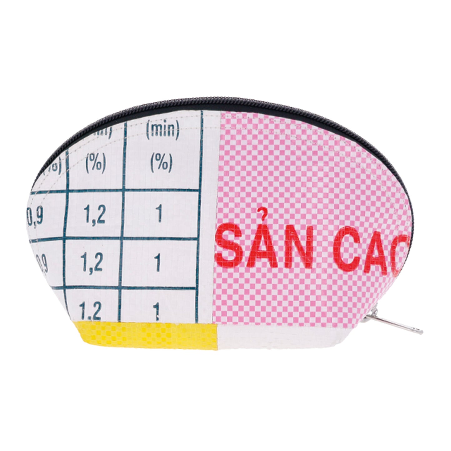 Produits divers recyclés au Cambodge, patchwork de nourriture pour poissons, pochette réutilisable