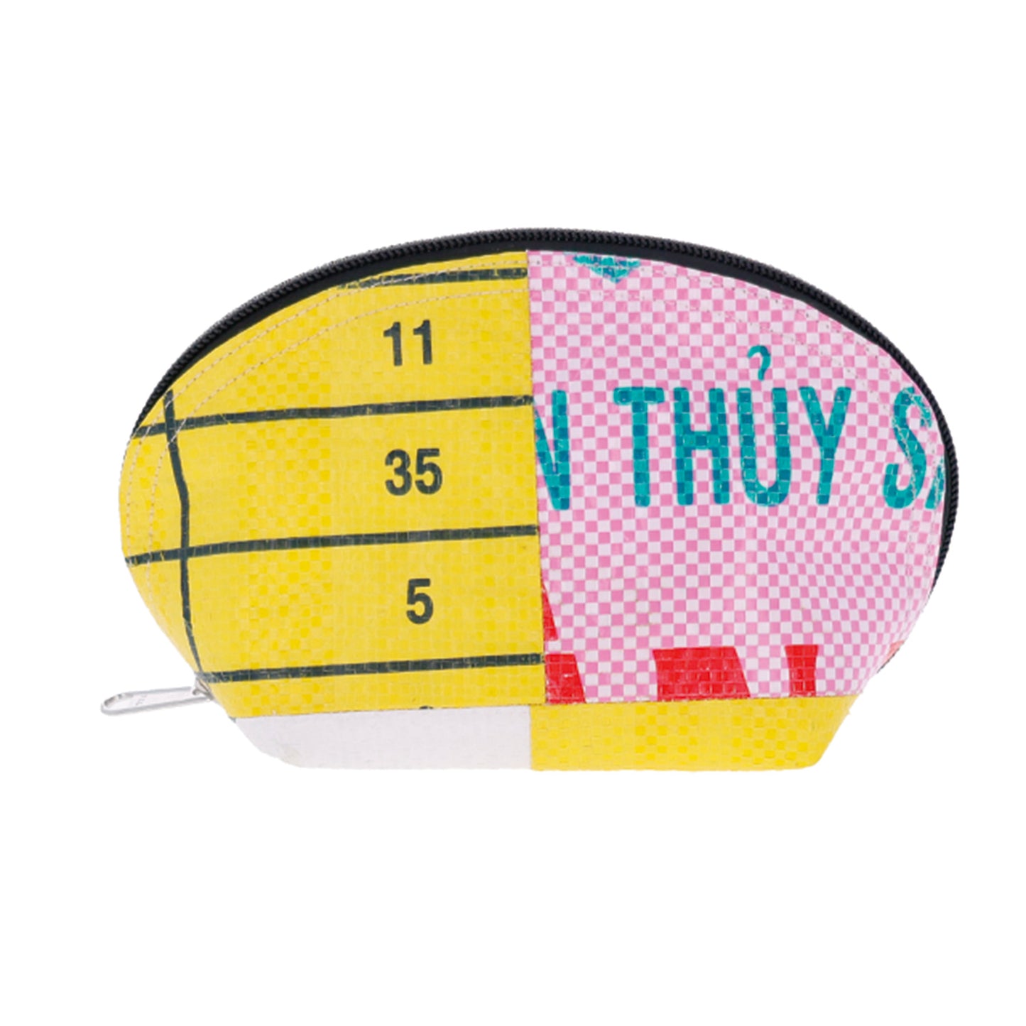 Produits divers recyclés au Cambodge, patchwork de nourriture pour poissons, pochette réutilisable
