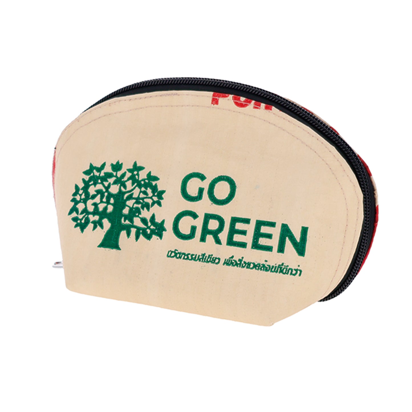 Pochette réutilisable Go Green Red Mountain pour produits divers recyclés du Cambodge