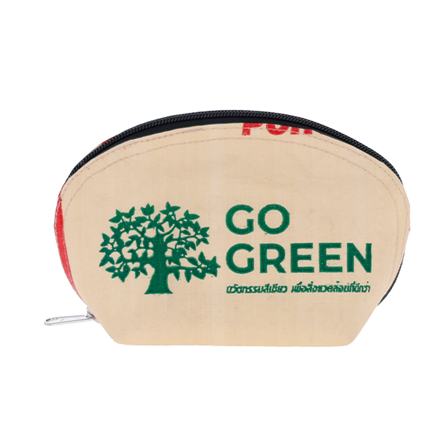 Pochette réutilisable Go Green Red Mountain pour produits divers recyclés du Cambodge