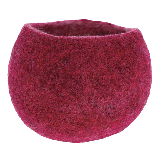 Nepal felt miscellaneous goods round small basket pink