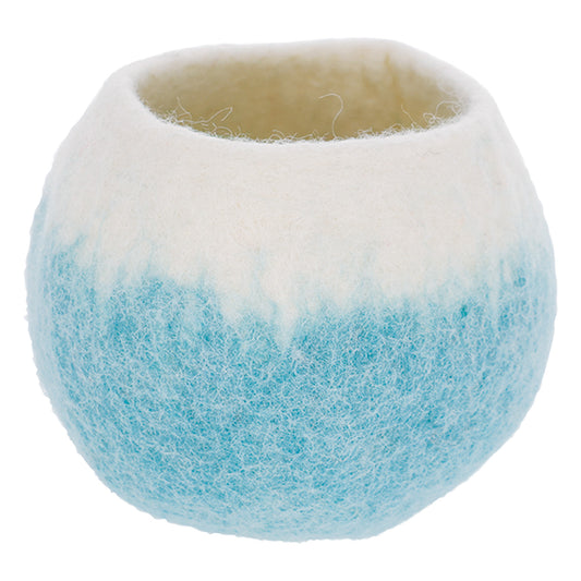 Nepal felt miscellaneous goods round small basket gradation blue