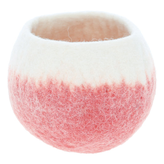 Nepal felt miscellaneous goods round small basket gradation pink