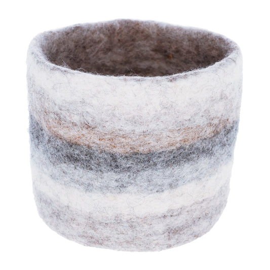 Nepal felt miscellaneous goods cylinder small basket gray border