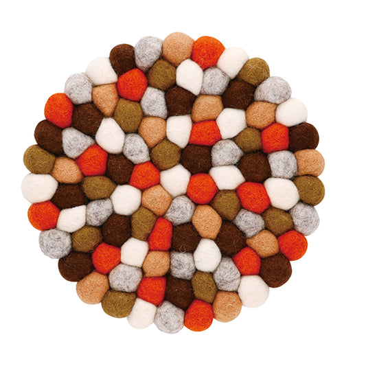 Nepal felt miscellaneous goods Pokopoko round Trivet brown