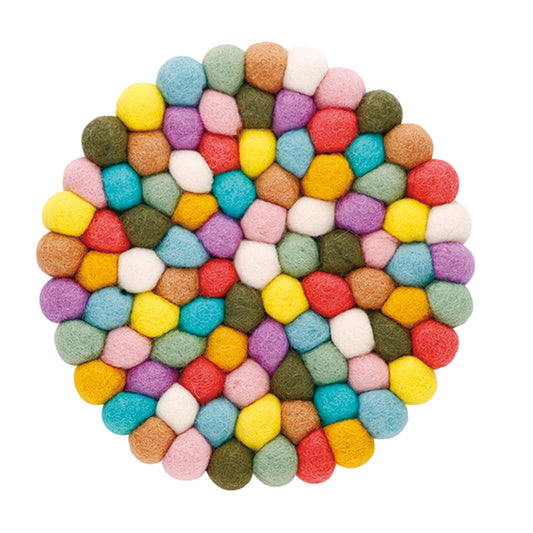 Nepal felt miscellaneous goods Pokopoko round Trivet Yellow