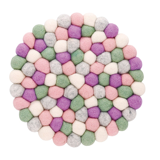 Nepal felt miscellaneous goods Pokopoko round Trivet pink