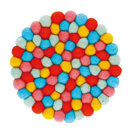 Nepal felt miscellaneous goods Pokopoko round Trivet orange