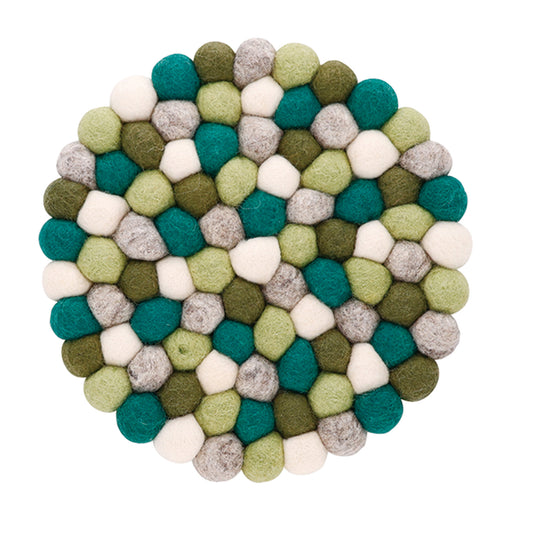 Nepal felt miscellaneous goods Pokopoko round Trivet green