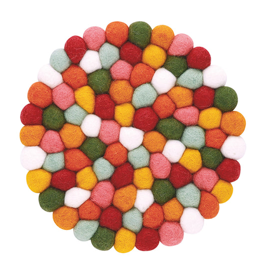 Nepal felt miscellaneous goods Pokopoko round Trivet red