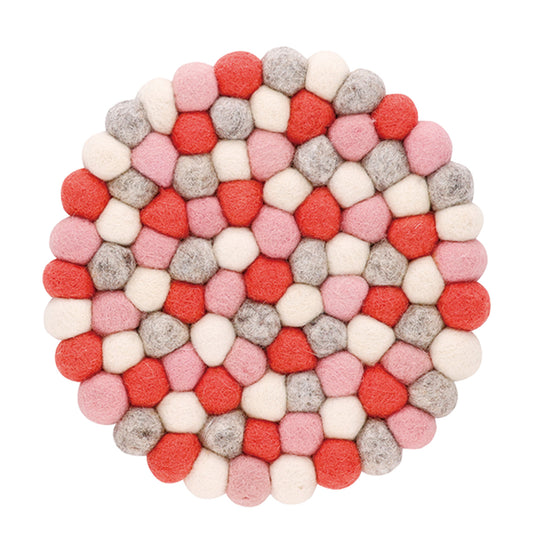Nepal felt miscellaneous goods Pokopoko round Trivet light pink