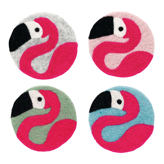 Nepal felt miscellaneous goods flamingo coaster