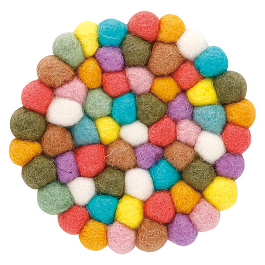 Nepal felt miscellaneous goods Pocopoco coaster Yellow
