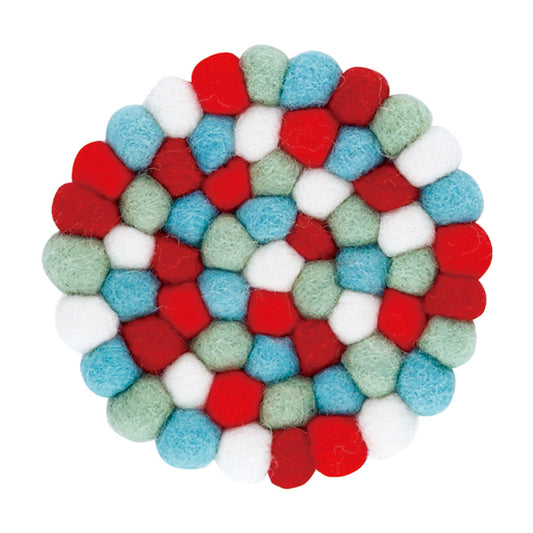 Nepal felt miscellaneous goods Pocopoco coaster red