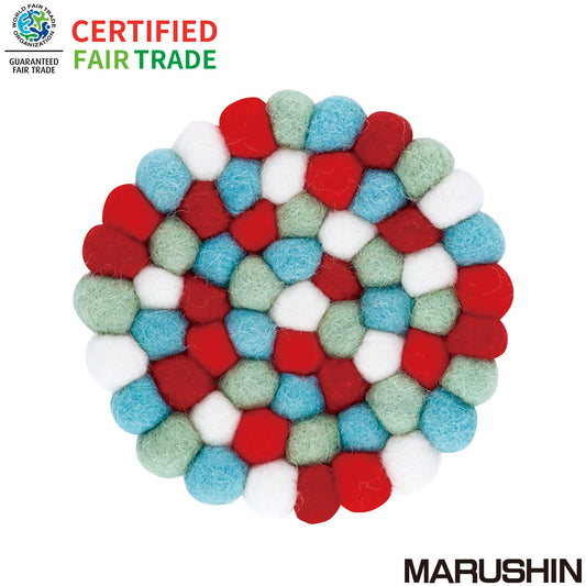 Nepal felt miscellaneous goods Pocopoco coaster red