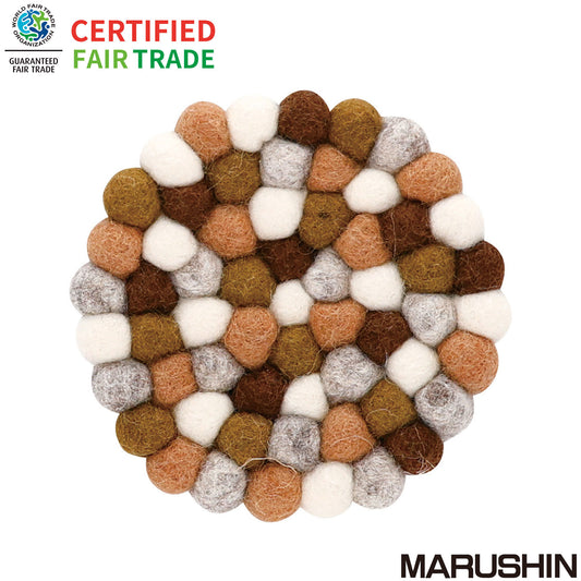 Nepal felt miscellaneous goods Pocopoco coaster brown