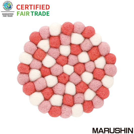 Nepal felt miscellaneous goods Pocopoco coaster light pink