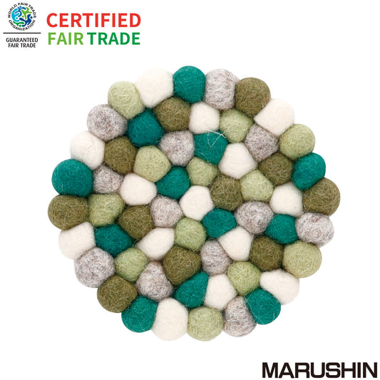 Nepal felt miscellaneous goods Pocopoco coaster green