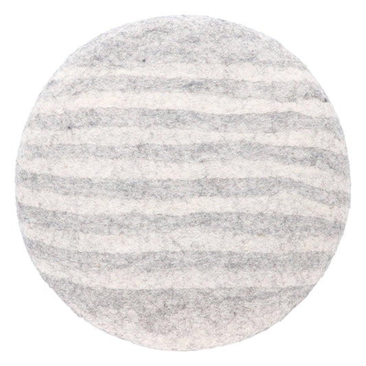 Coussin de chaise à rayures en feutre du Népal, gris