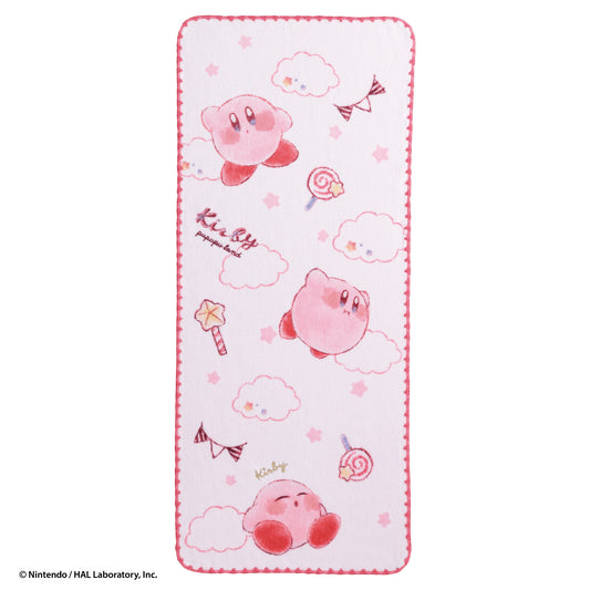 Kirby Cotton Candy Clouds and Kirby face towel