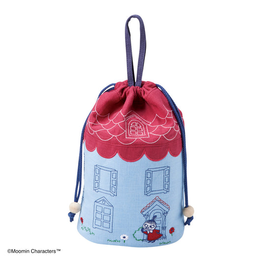Moomin Embroidery house Drawstring bag L