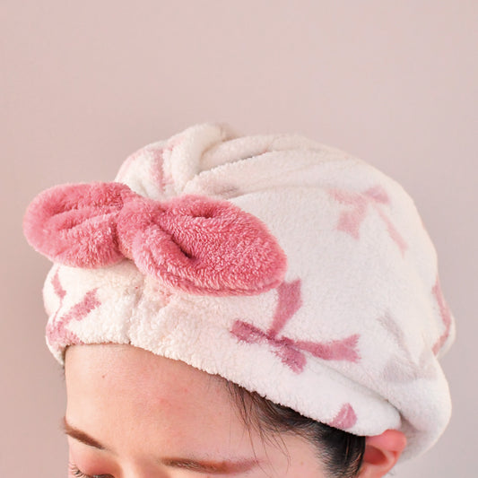 Pink Ribbon Fleur hair dry towel