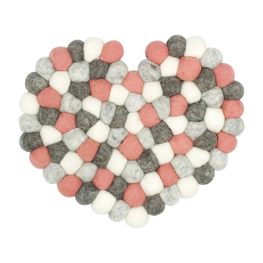 Nepal felt miscellaneous goods Pokopoko Heart Trivet gray