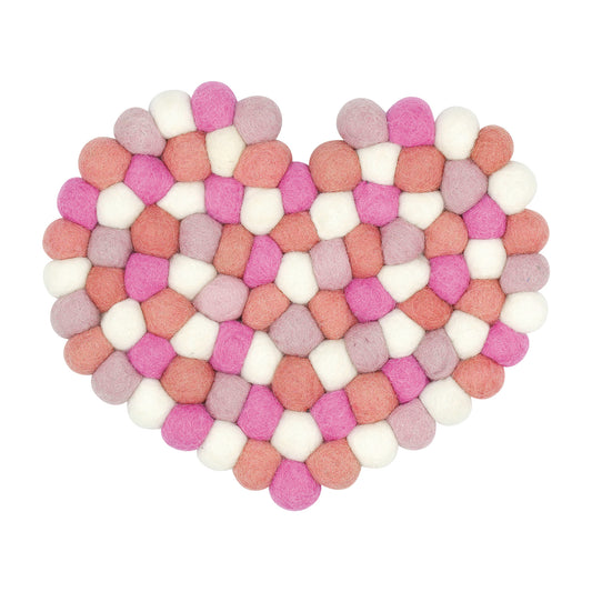 Nepal felt miscellaneous goods Pokopoko Heart Trivet pink
