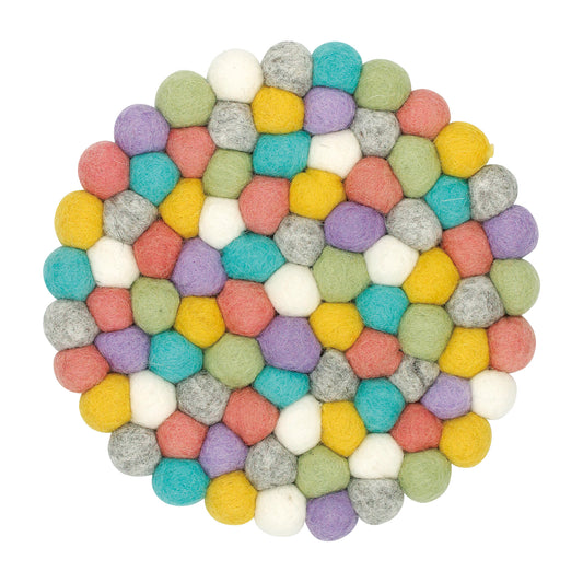 Nepal felt miscellaneous goods Pokopoko round Trivet Yellow