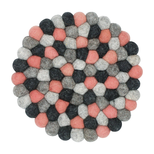 Nepal felt miscellaneous goods Pokopoko round Trivet pink