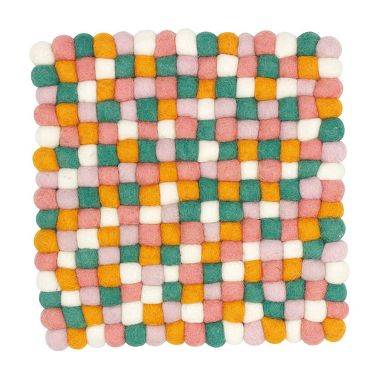 Nepal felt miscellaneous goods Pokopoko square Trivet orange