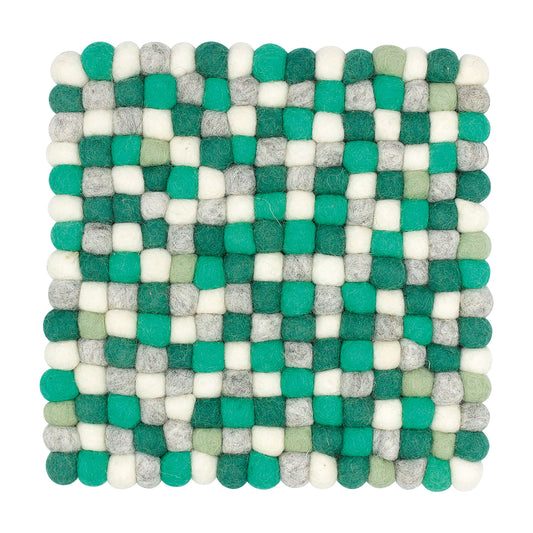 Nepal felt miscellaneous goods Pokopoko square Trivet green